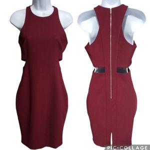 Elizabeth & James LELA Black Cherry Red Cut Out Zippered Dress 4